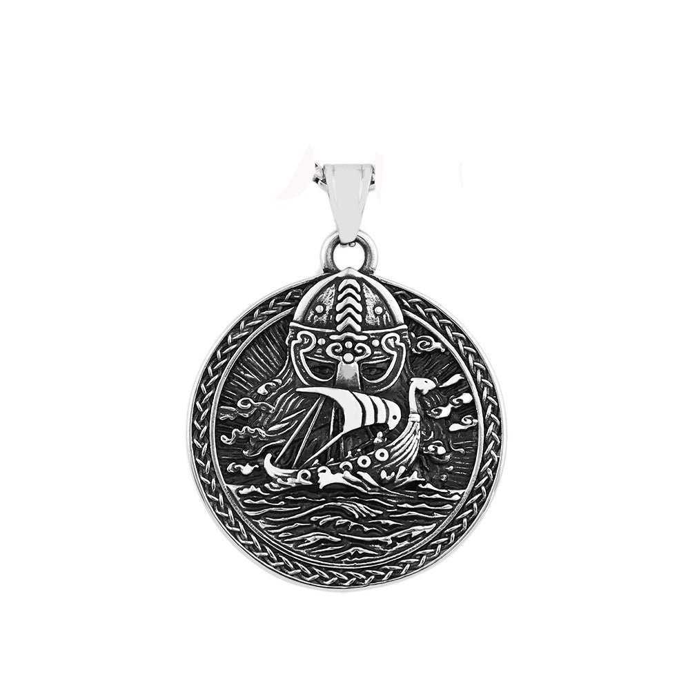 Fashion Domineering Viking Pirate Ship Titanium Steel Necklace