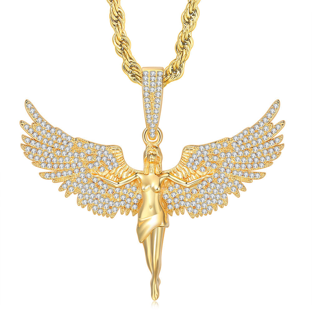 Collier ange aile de déesse avec zircon