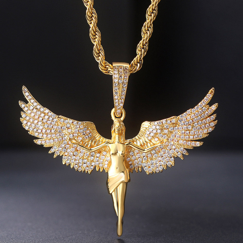 Collier ange aile de déesse avec zircon