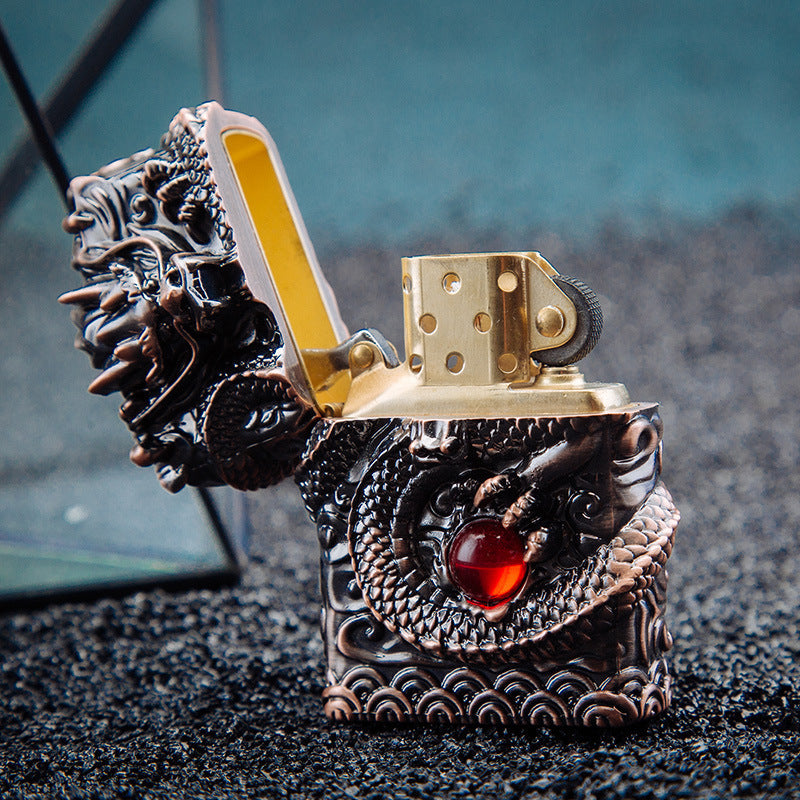 Lighter Tianlong Hollow Armor Carving Dragon Ball Windproof