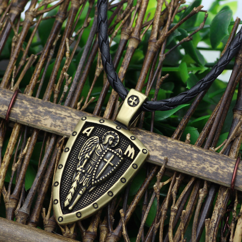 Vintage Ange Médaille Bouclier SUIS Croix Pendentif