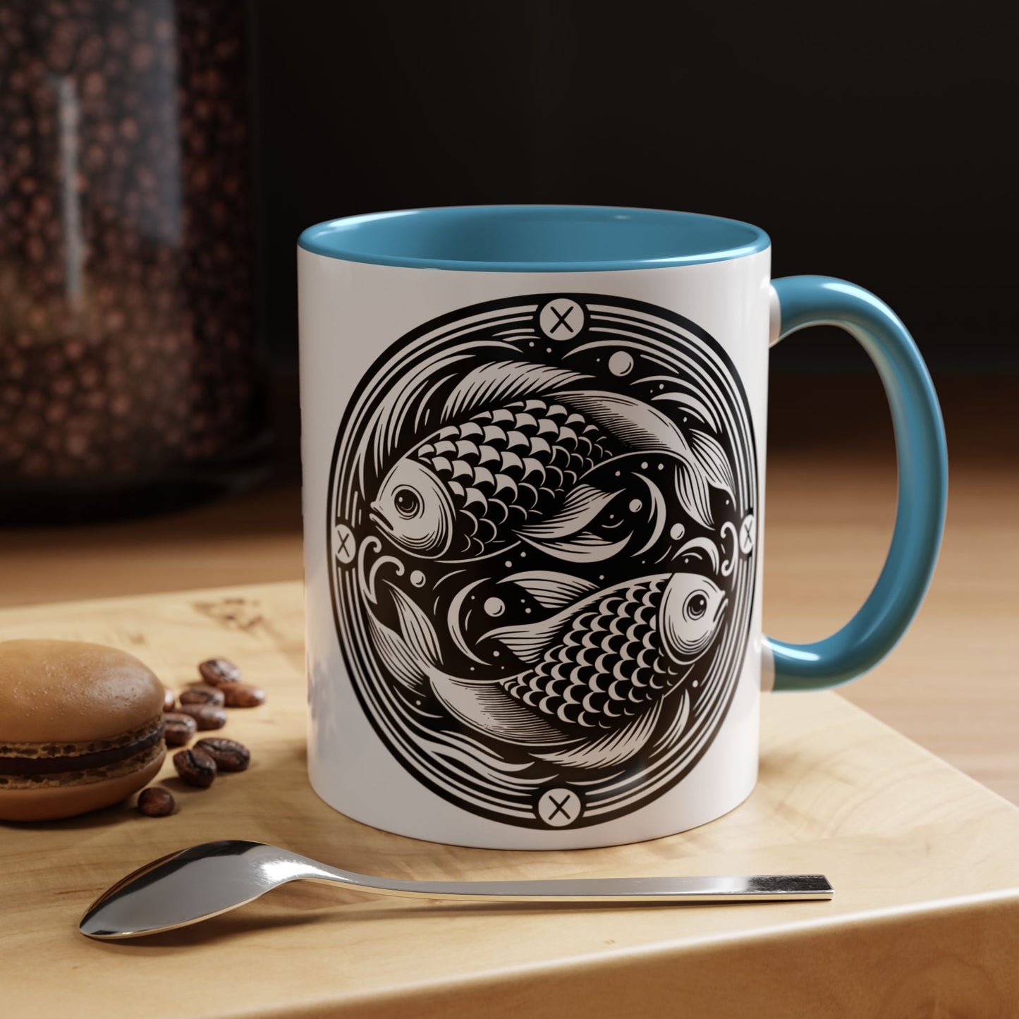 Elegant Koi Fish Accent Coffee Mug - Unique Artwork, Perfect for Tea Lovers, Gift for Him/Her, Home Decor, Birthday Present