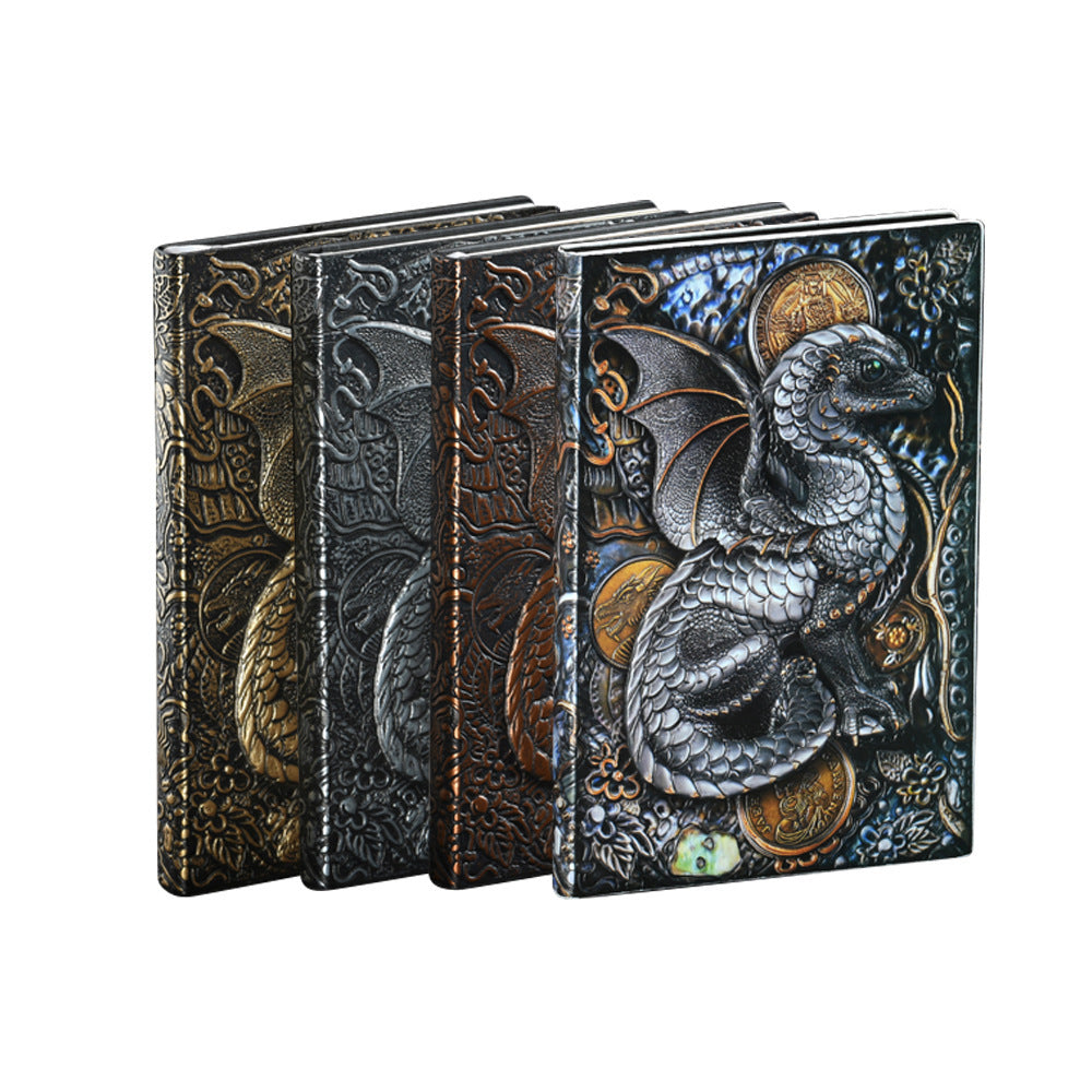 Vintage Anaglyph Dragon Notebook Retro Planner Bronze