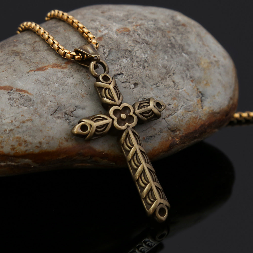 New Viking Cross Flower Punk Men's Necklace