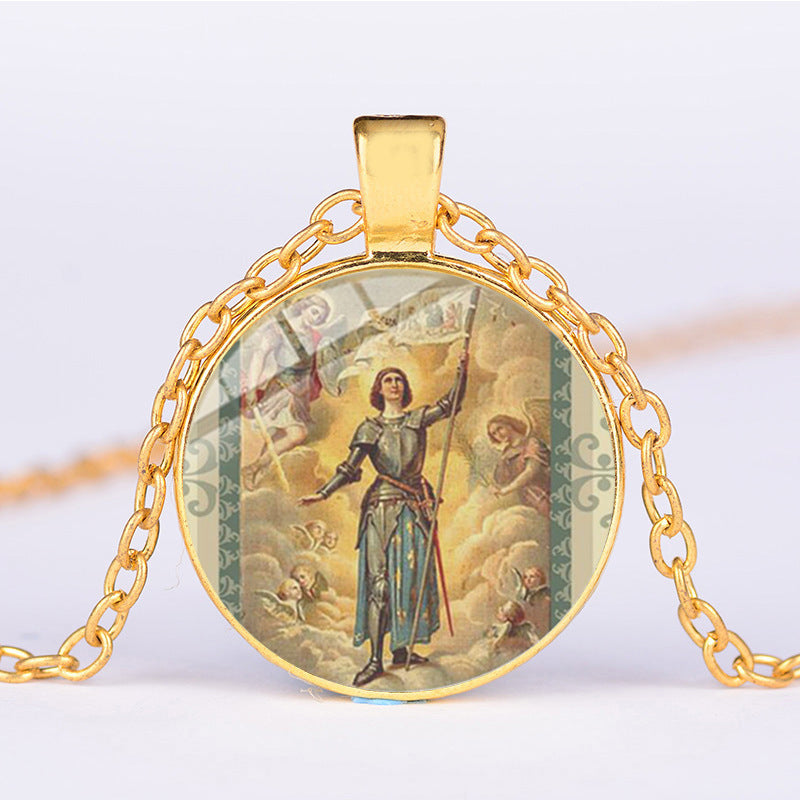 Shield Angel Christian Time Gemstone Pendant Necklace Wholesale