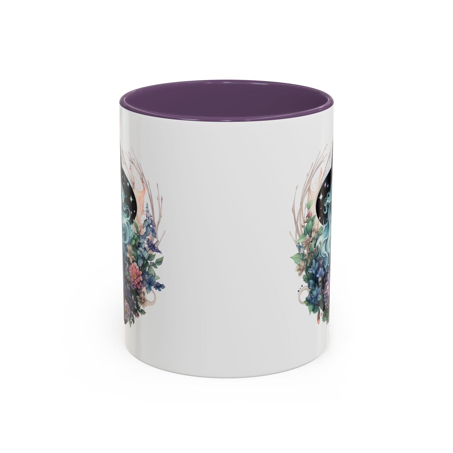 Mystical Floral Witch Coffee Mug with Accent, Gift for Witches, Unique Boho Kitchen Decor, Tea Lover's Mug, Magical Drinkware