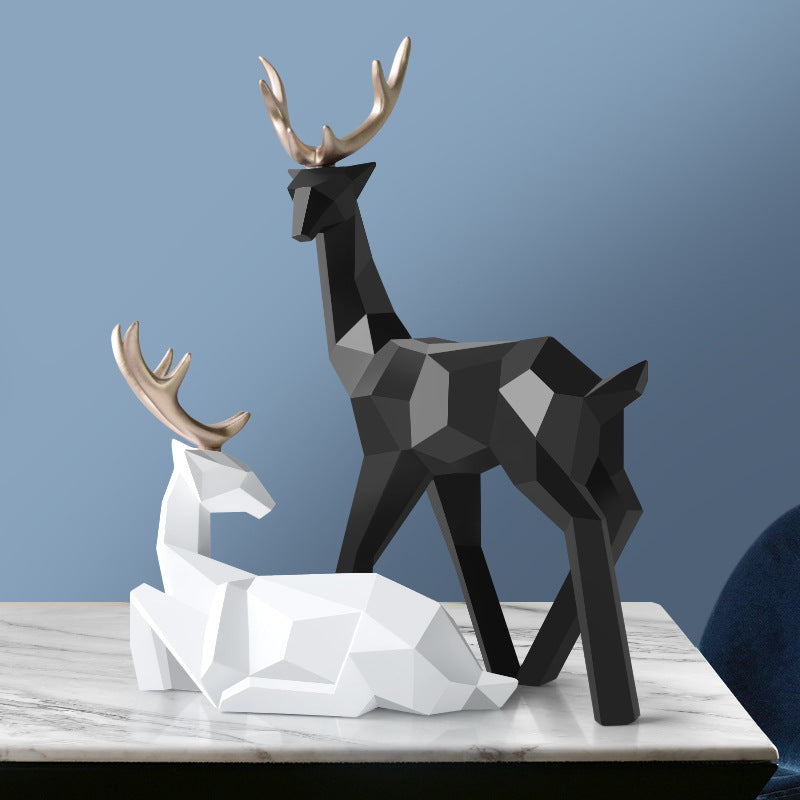 Cerfs Sculpture Résine Cerfs Statue Décoration Décoration pour la Maison Statues Cerfs Figurines Moderne Décoration Cerfs Table Ornement