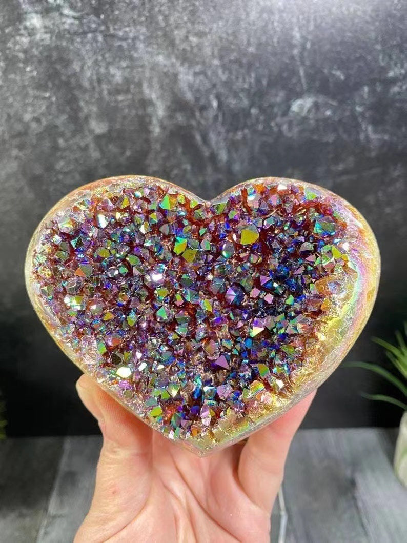 Rainbow Angel Halo Heart Shaped Crystal Resin