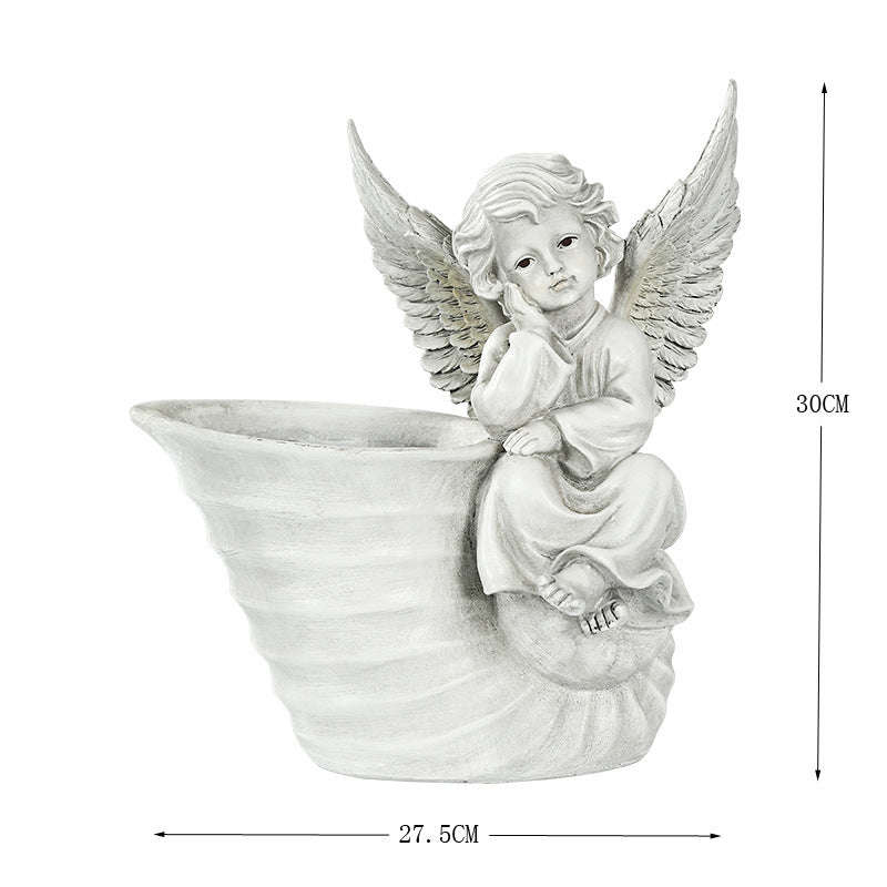 Décoration De jardin Ange Fleur Cylindre Sculpture