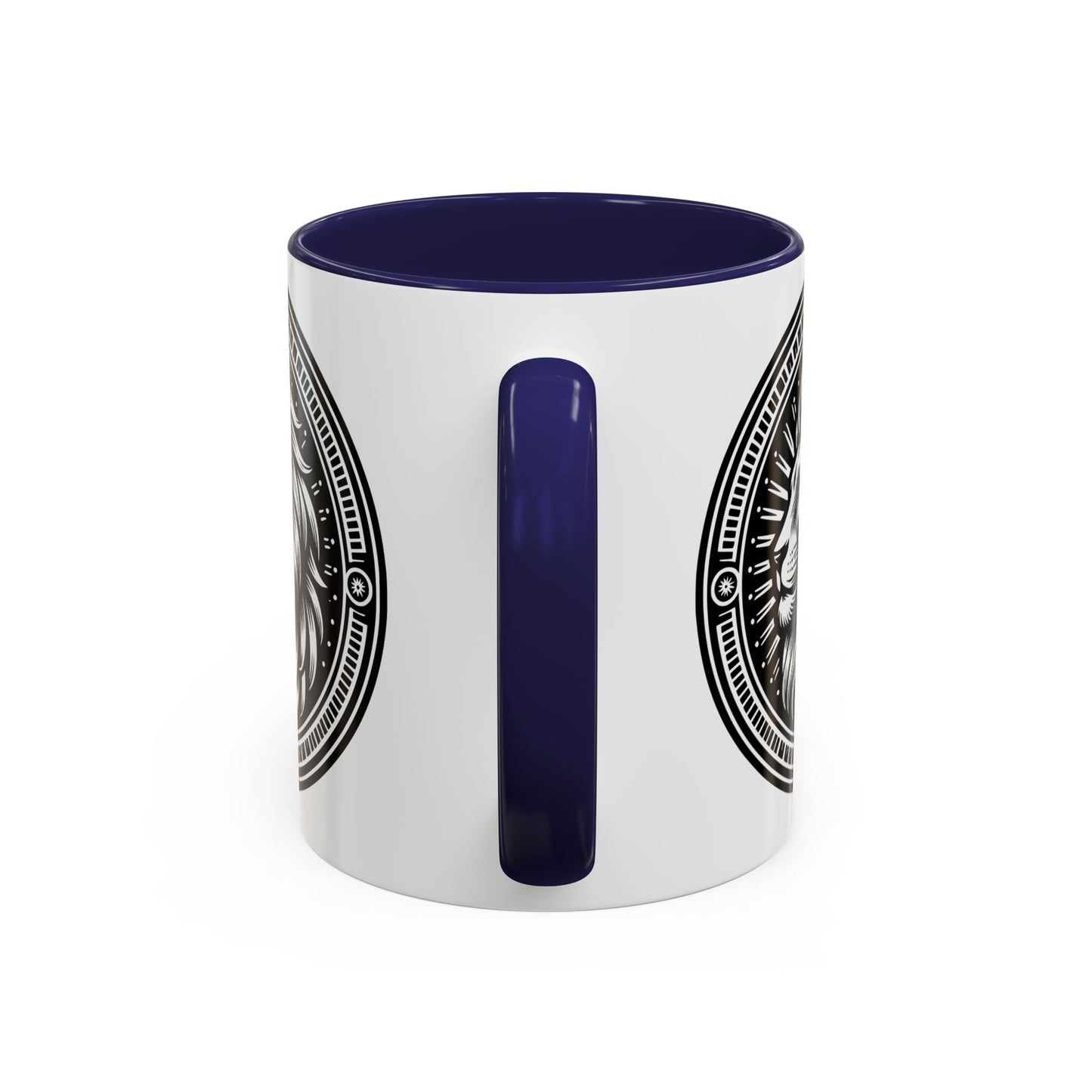 Monochrome Lion Accent Coffee Mug, Boho Lion Mug, Animal Print Coffee Cup, Unique Gift for Coffee Lovers, Home Decor