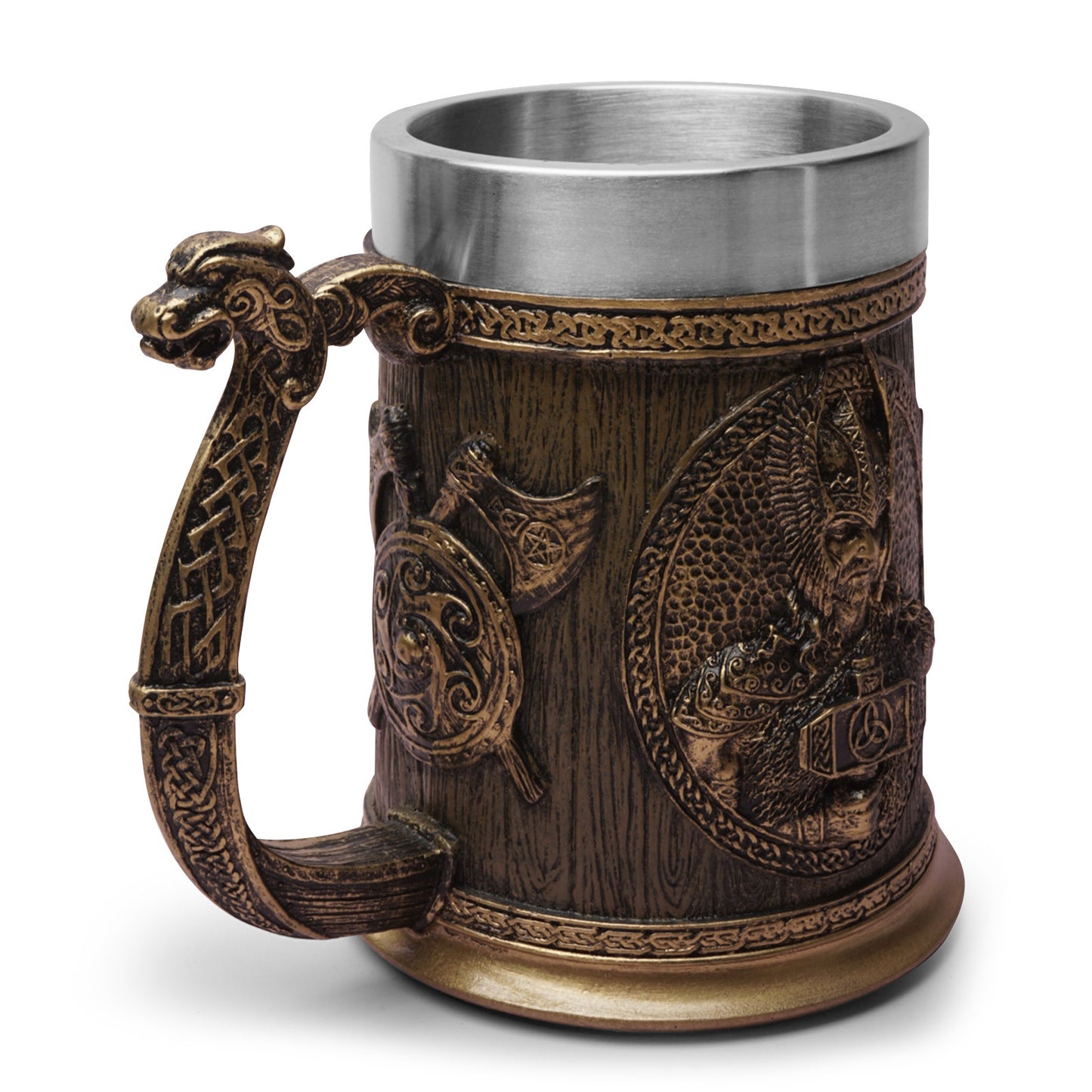 Personnalisé Vaisselle Viking Revêtement En Acier Inoxydable Crâne Vin Tasse De Résine