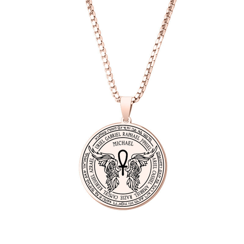 Archangel Michael Pendant Necklace For Men Women Guardian Angel Stainless Steel Box Chain Necklace Lucky Amulet Jewelry