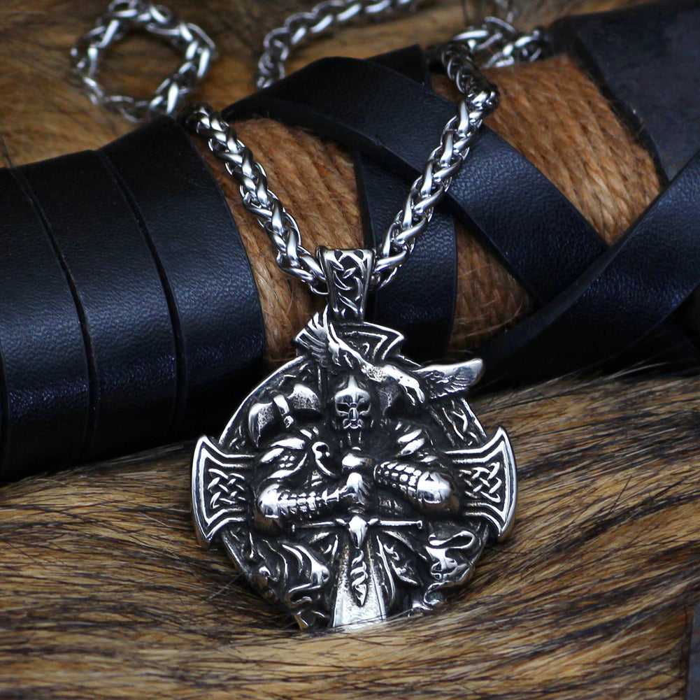 Viking Warrior Aoding Mount Crow Hammer Necklace
