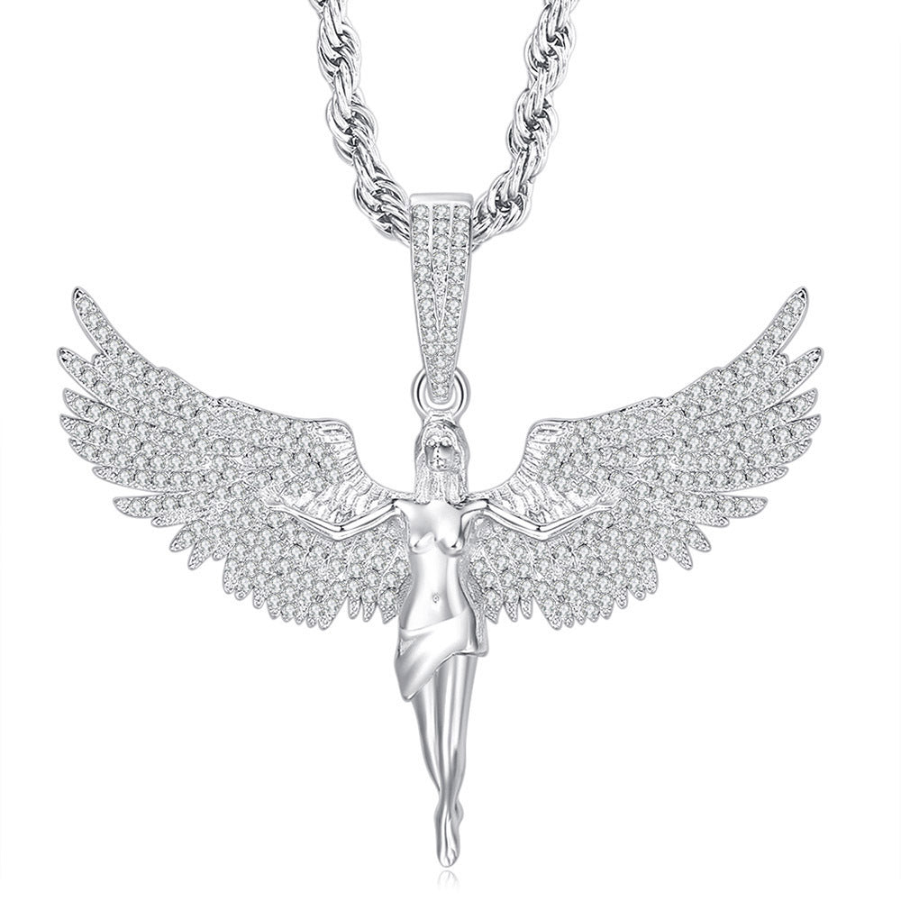 Collier ange aile de déesse avec zircon