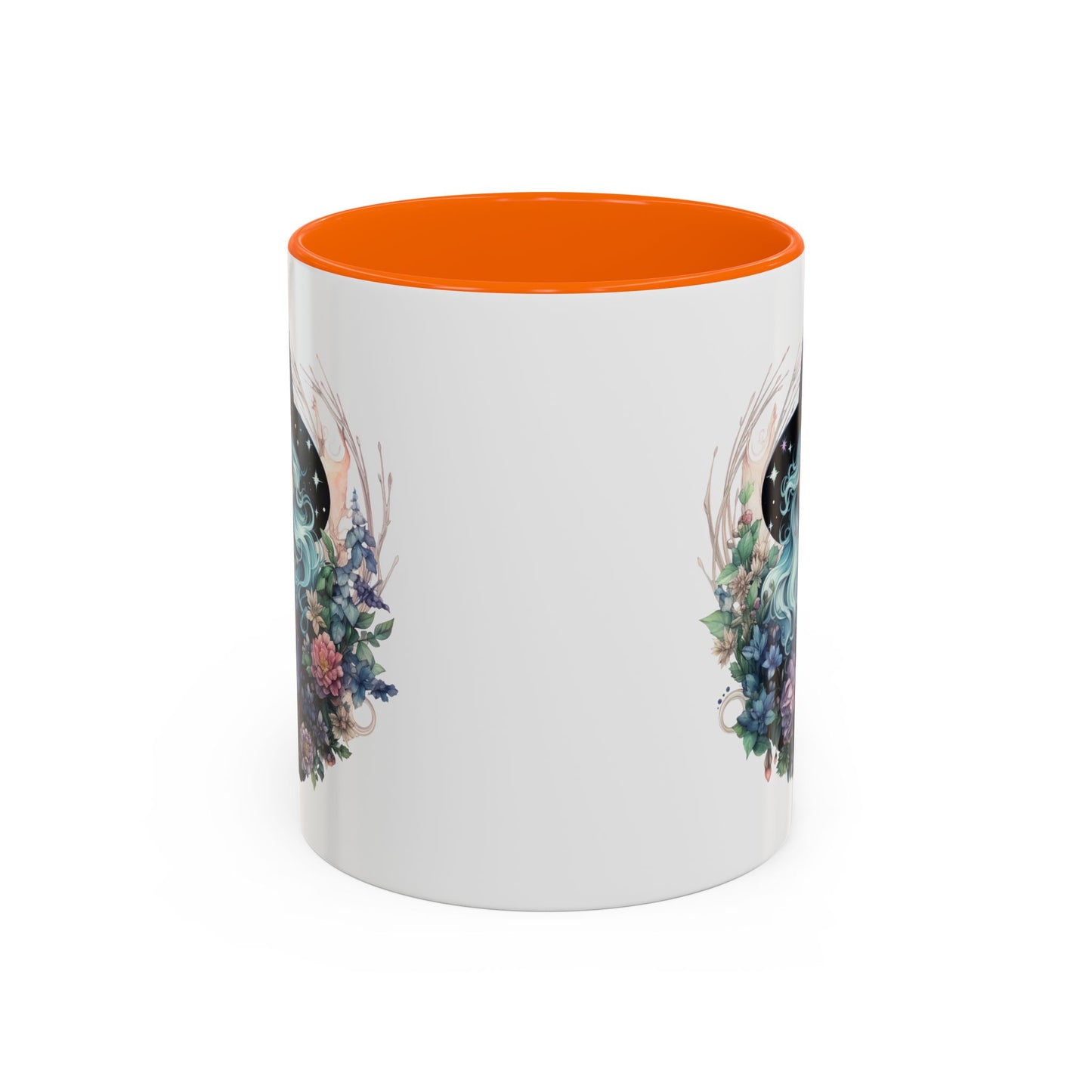 Mystical Floral Witch Coffee Mug with Accent, Gift for Witches, Unique Boho Kitchen Decor, Tea Lover's Mug, Magical Drinkware