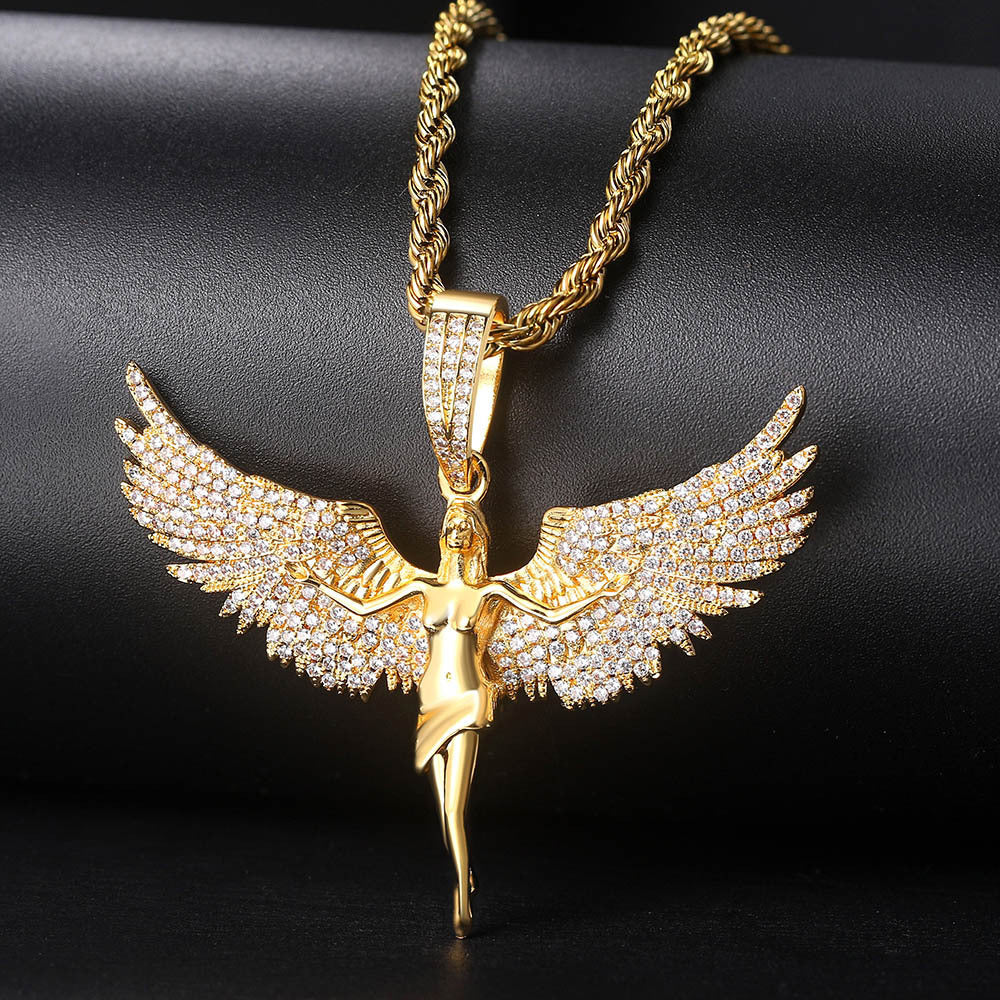 Collier ange aile de déesse avec zircon