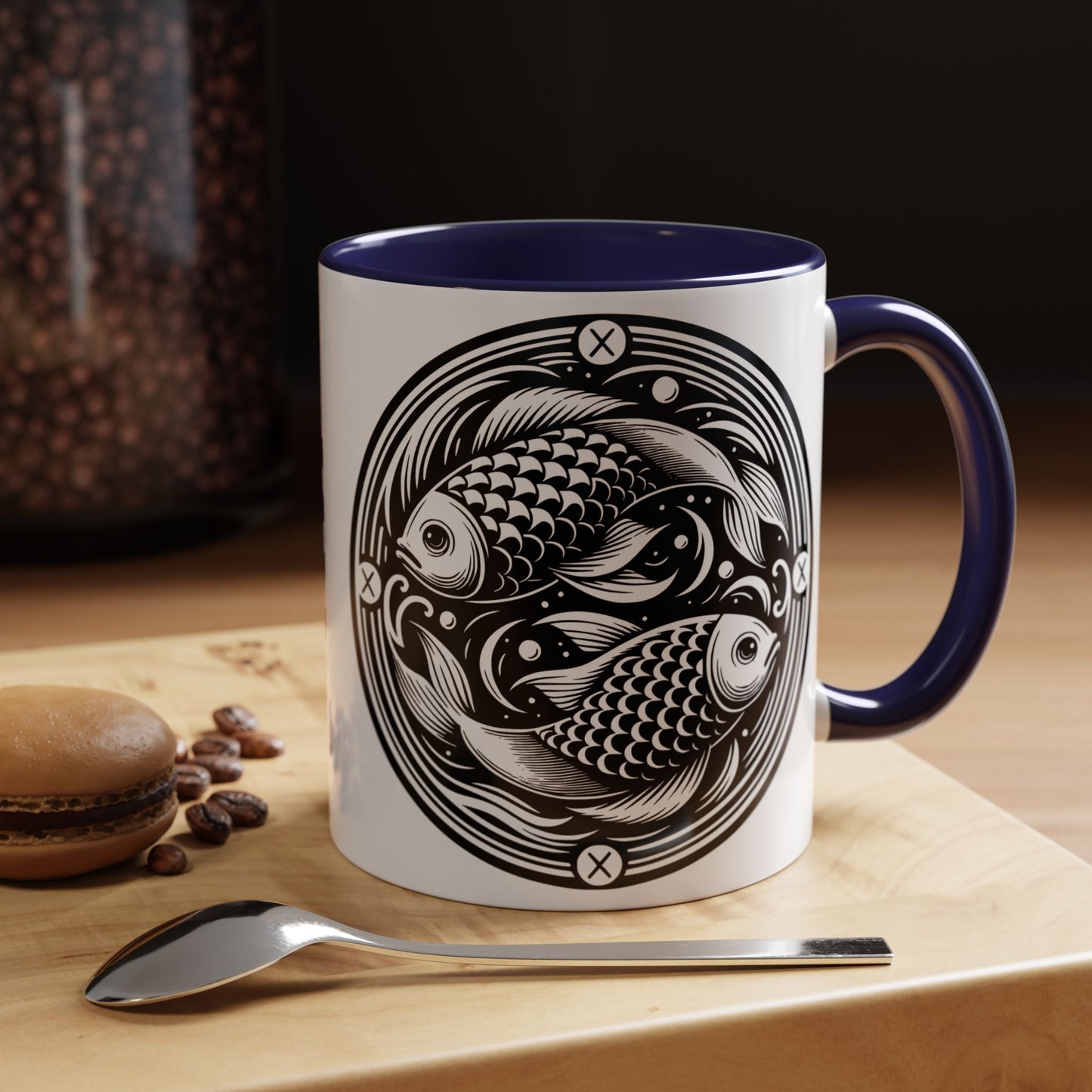 Elegant Koi Fish Accent Coffee Mug - Unique Artwork, Perfect for Tea Lovers, Gift for Him/Her, Home Decor, Birthday Present