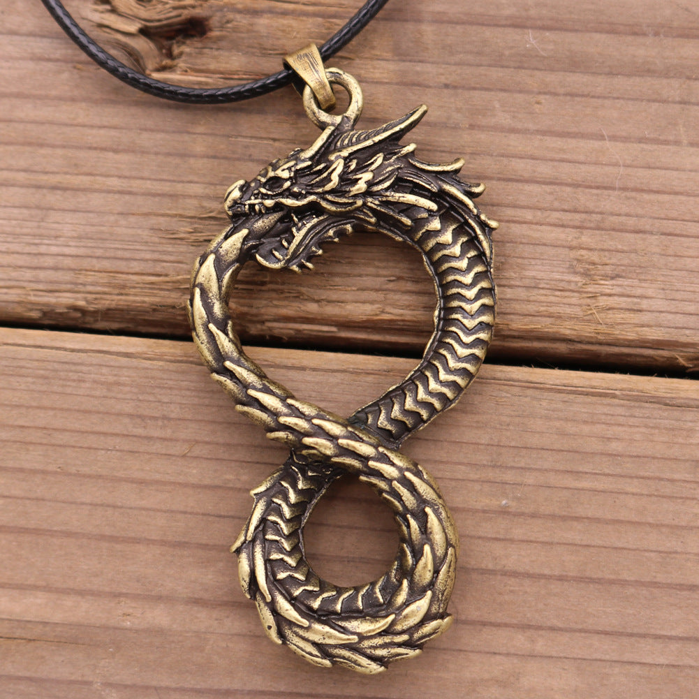 Eight Dragon Necklace Retro Style Dragon Head Pendant