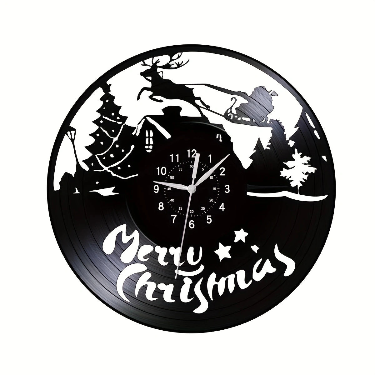 Forest Animal Wolf Head Retro Creative Vinyl Wall Clock Christmas Series Vinyl Mute