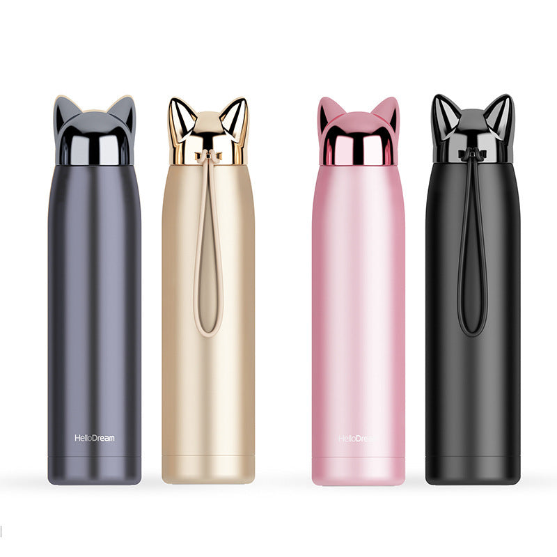 Thermos en acier inoxydable scellé étanche avec tasse en tête de renard