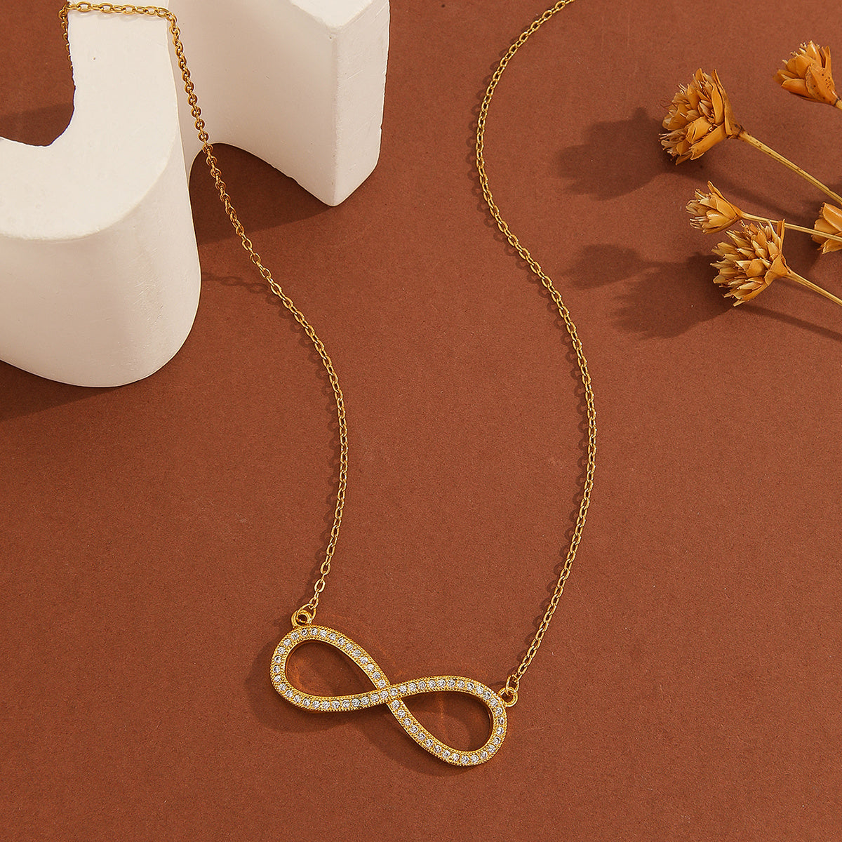 Collier pendentif en diamant étincelant, symbole infinie, élégant et simple – bijoux quotidien pour femmes, cadeau idéal