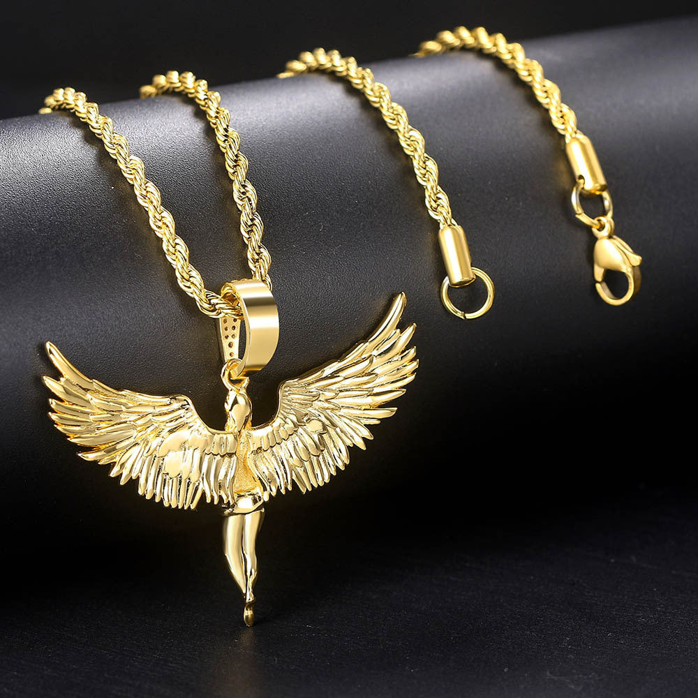 Collier ange aile de déesse avec zircon