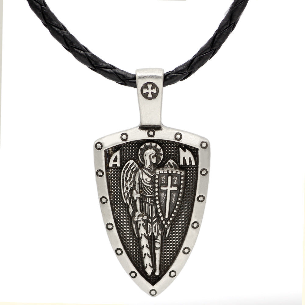 Vintage Ange Médaille Bouclier SUIS Croix Pendentif