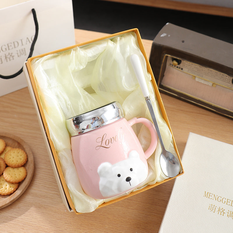 Ins Style Céramique Couple Tasse Avec Couvercle Bureau