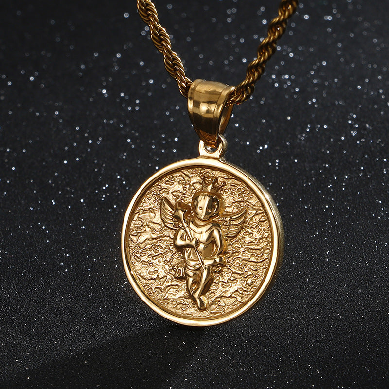 Pendentif petit ange, en acier inoxydable.