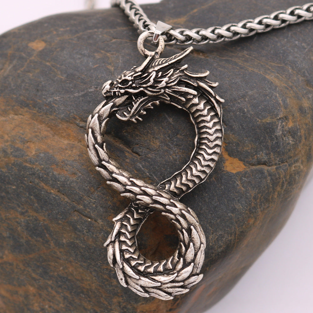 Eight Dragon Necklace Retro Style Dragon Head Pendant