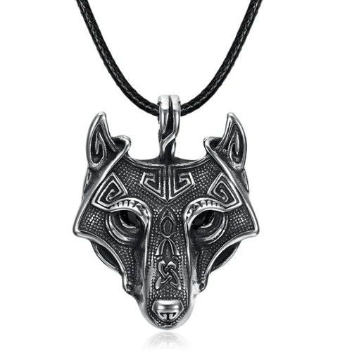 Grey Wolf Head Pendant Chain