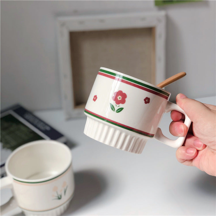 Tulip Flower Pattern Ceramic Mug Cup