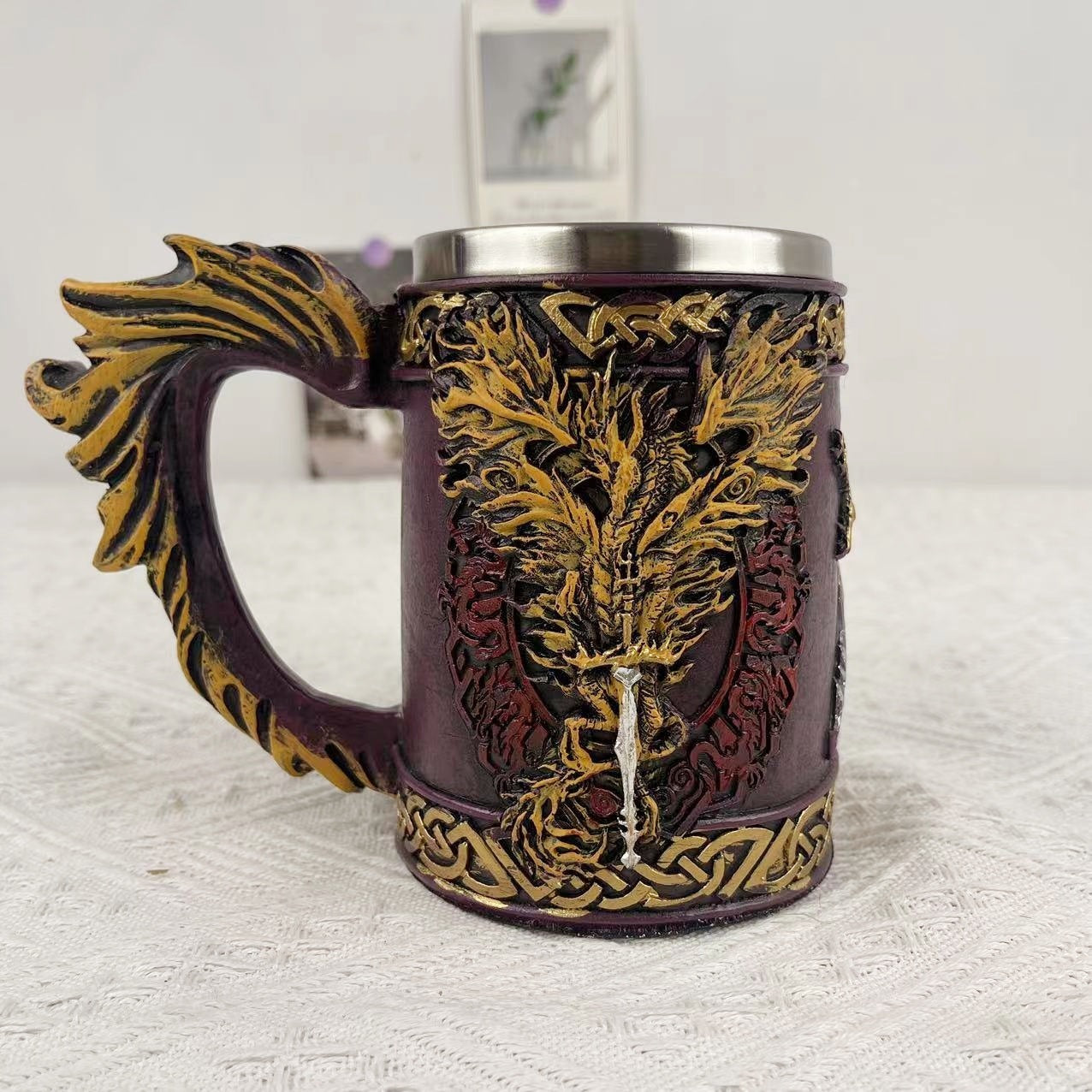 Tasse d'eau en acier inoxydable de bière de pirate viking créative