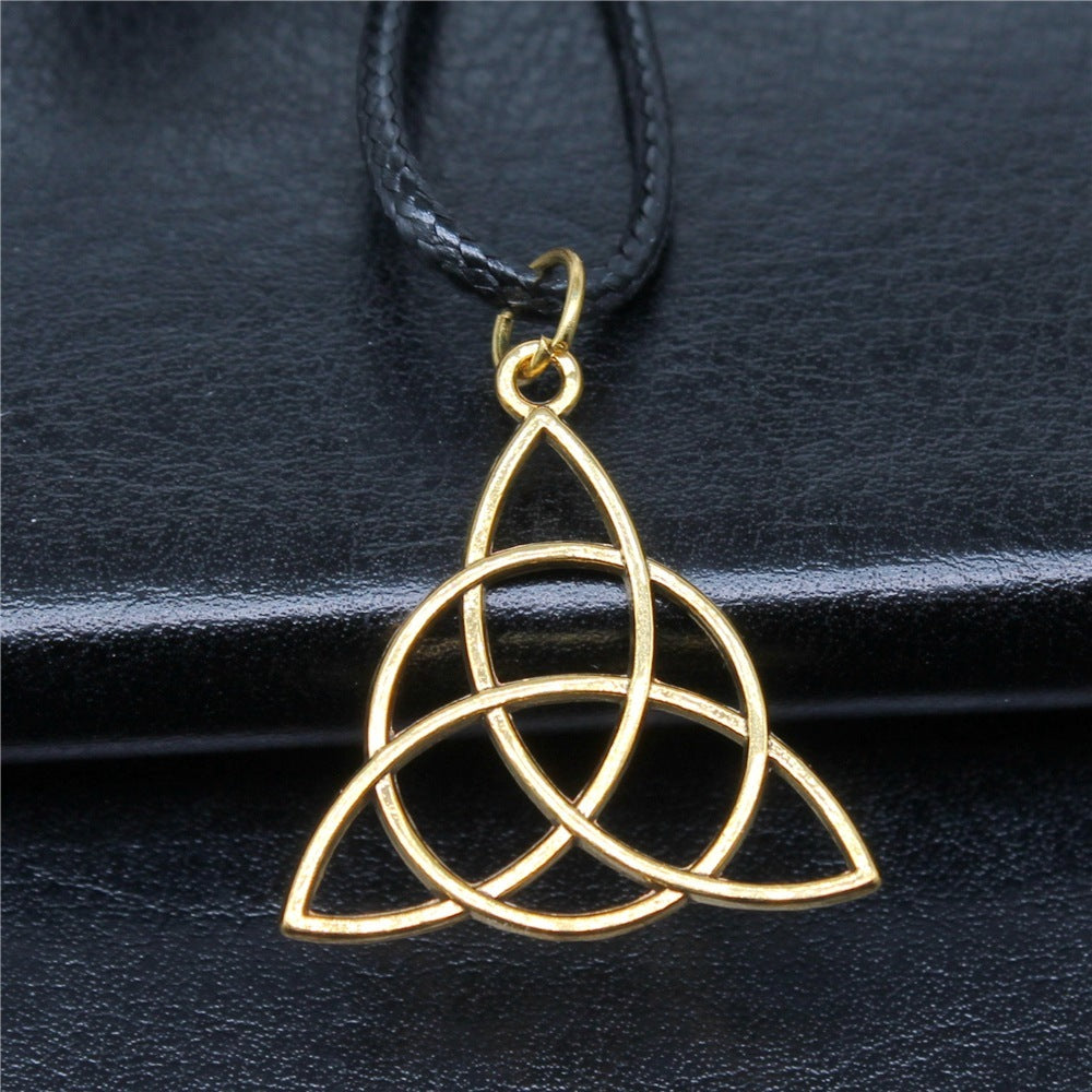 Rudder Amulet Symbol Pendant Black Leather Rope Necklace
