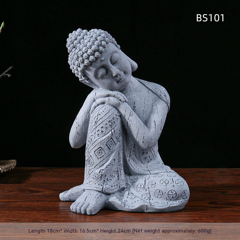 Résine Zen Bouddha Statue Pot de fleur Cour Paysage Balcon Mise en page Jardin Décoration