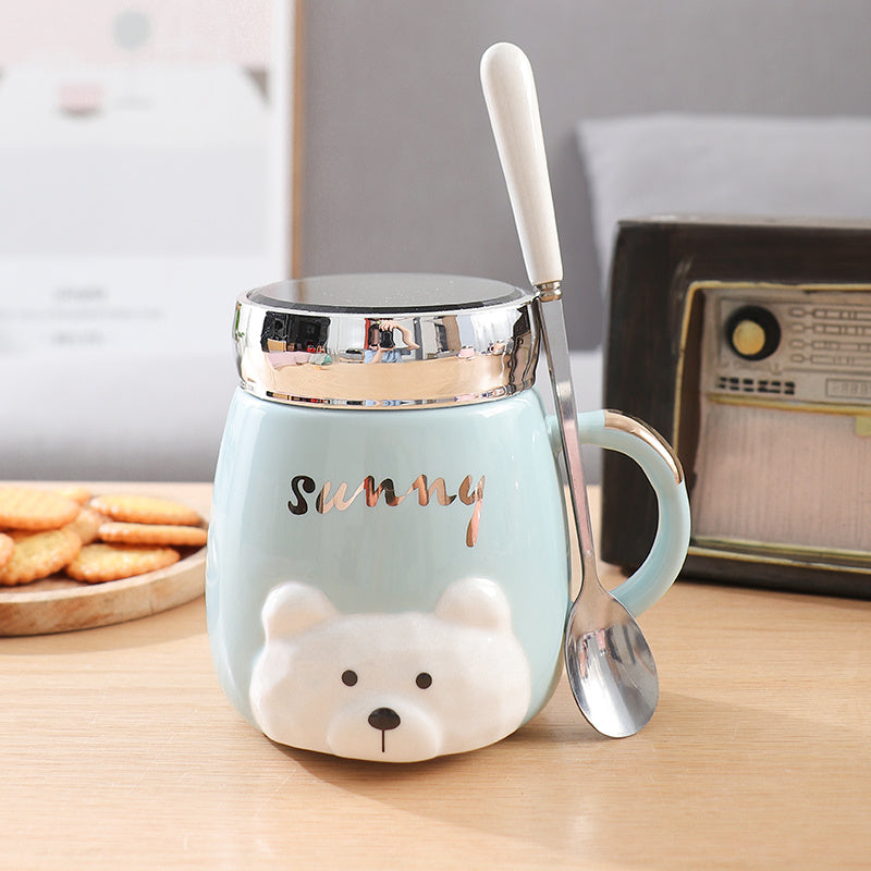 Ins Style Céramique Couple Tasse Avec Couvercle Bureau