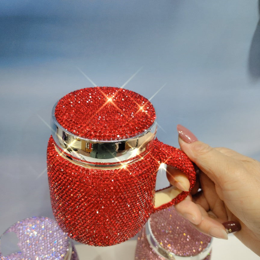 Cute Mug Office With Lid And Household Spoon Ceramic Diamond