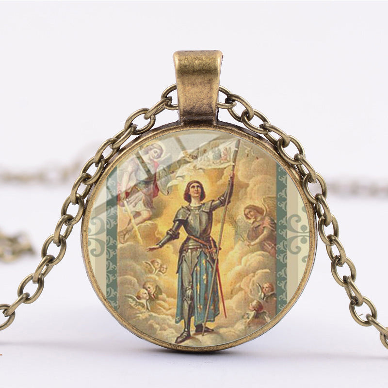 Shield Angel Christian Time Gemstone Pendant Necklace Wholesale