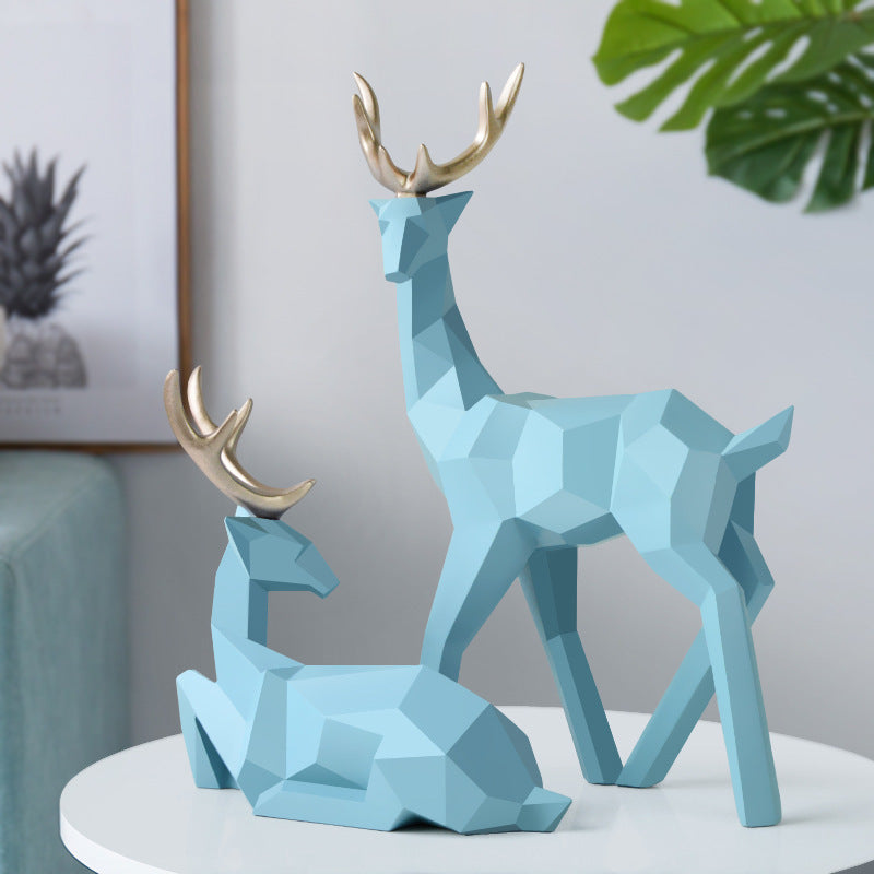 Cerfs Sculpture Résine Cerfs Statue Décoration Décoration pour la Maison Statues Cerfs Figurines Moderne Décoration Cerfs Table Ornement