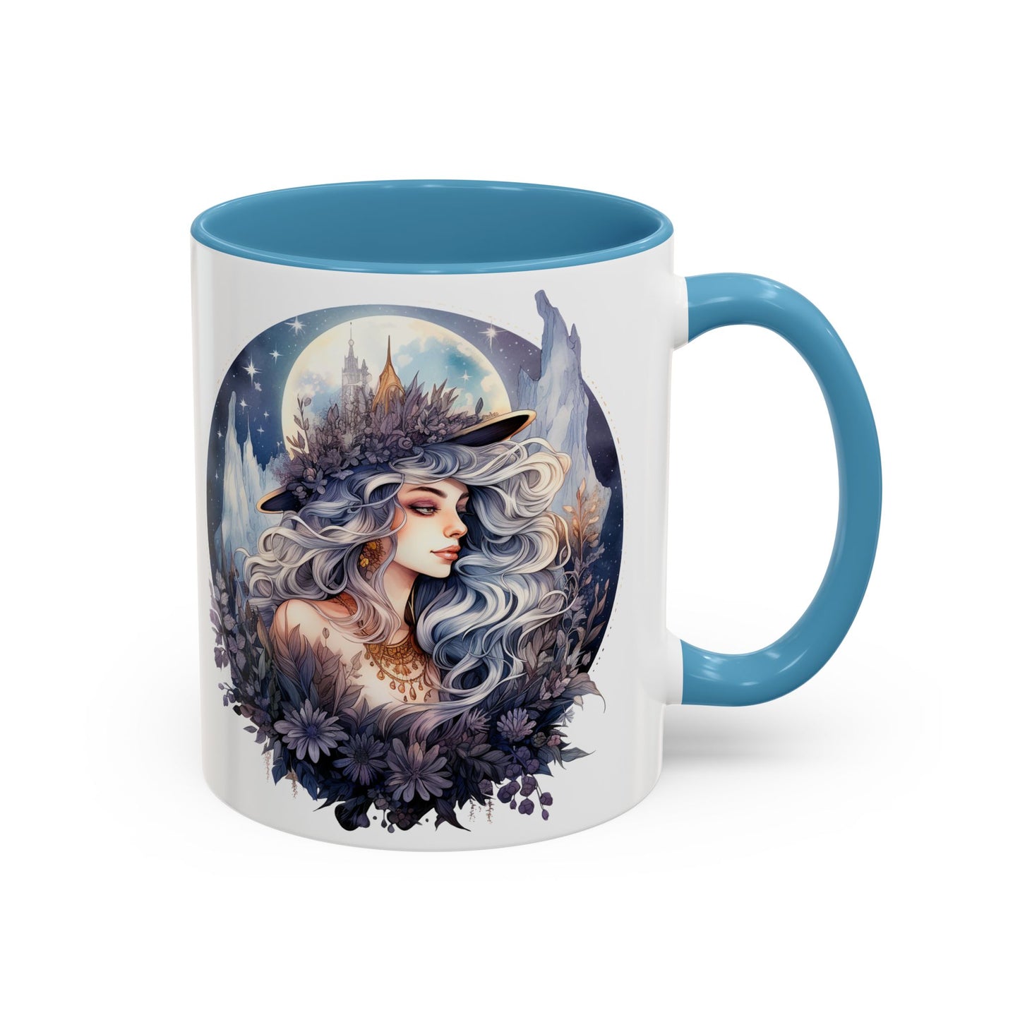 Mystical Floral Accent Coffee Mug, Enchanting Gift for Her, Elegant Home Decor, Celestial Mug, Perfect for Birthdays