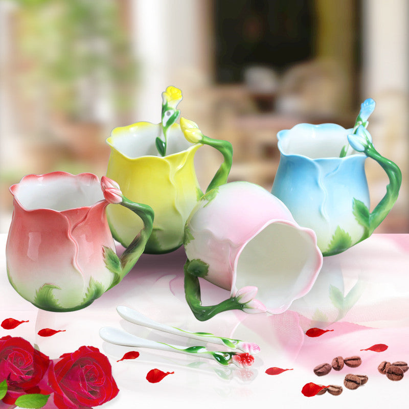 Fleur En Céramique Café De Fleur de Thé Rose Tasse