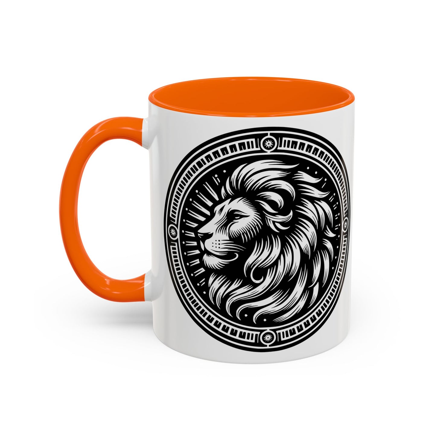 Monochrome Lion Accent Coffee Mug, Boho Lion Mug, Animal Print Coffee Cup, Unique Gift for Coffee Lovers, Home Decor