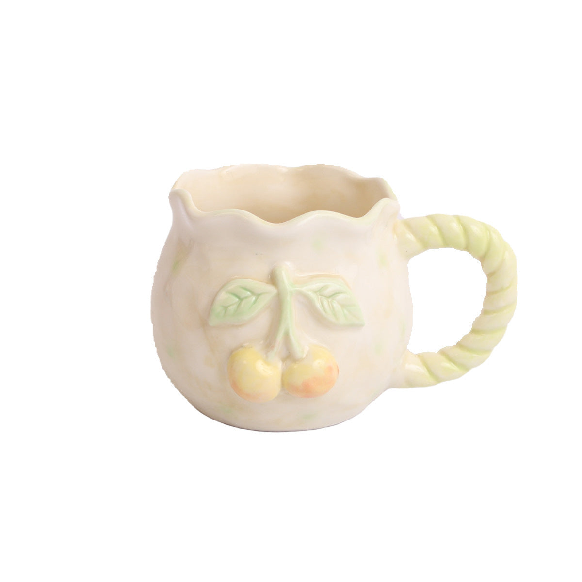 Tasse en céramique de fleur rose gaufrée peinte à la main
