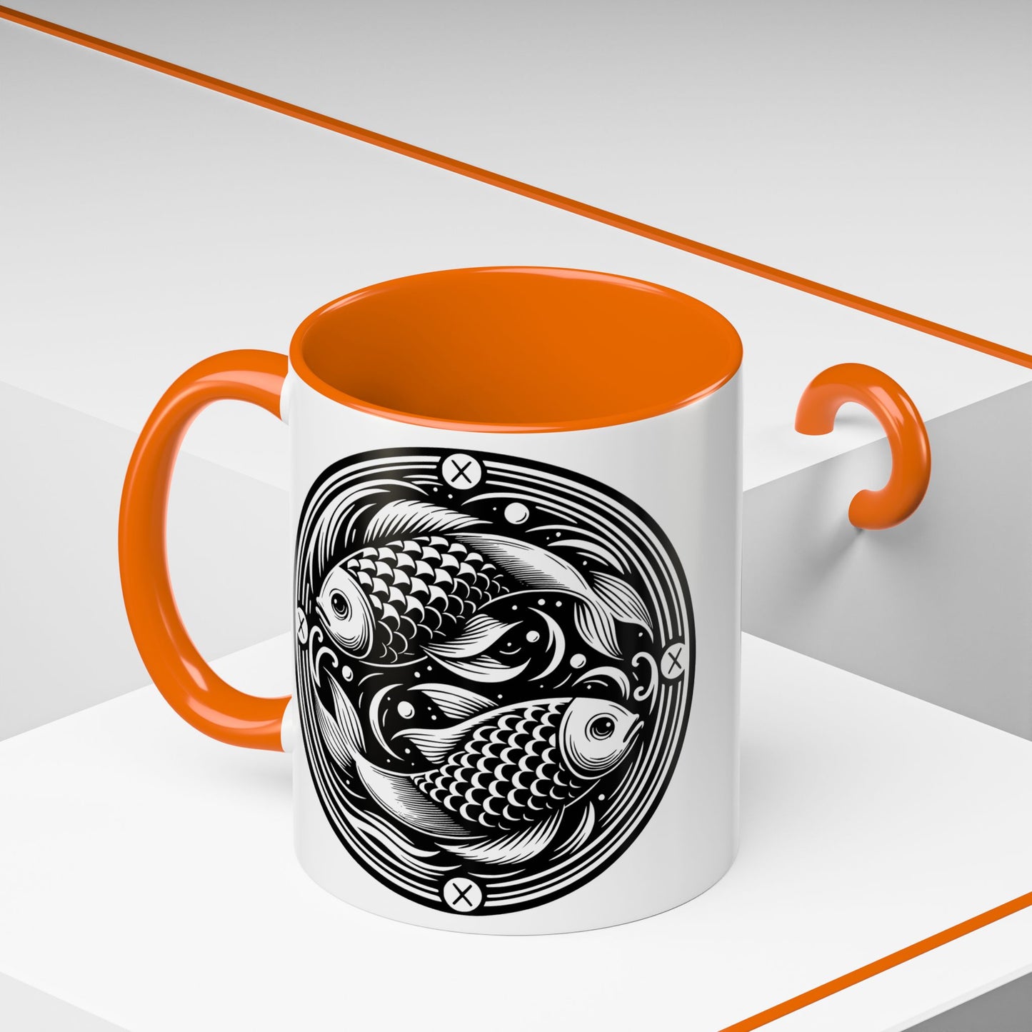 Elegant Koi Fish Accent Coffee Mug - Unique Artwork, Perfect for Tea Lovers, Gift for Him/Her, Home Decor, Birthday Present