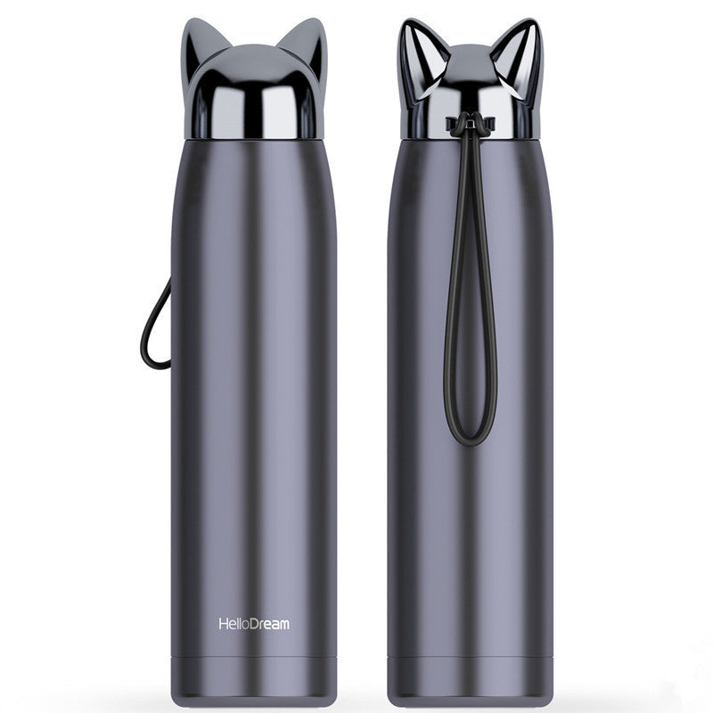 Thermos en acier inoxydable scellé étanche avec tasse en tête de renard
