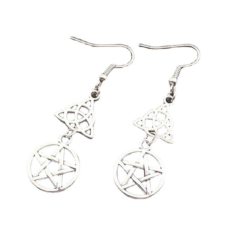 Retro Gothic Pentagram Triangle Earrings