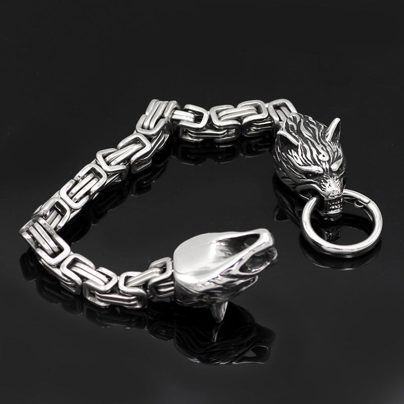 Men's Stainless Steel Viking Celtic Wolf Titanium Steel Bracelet