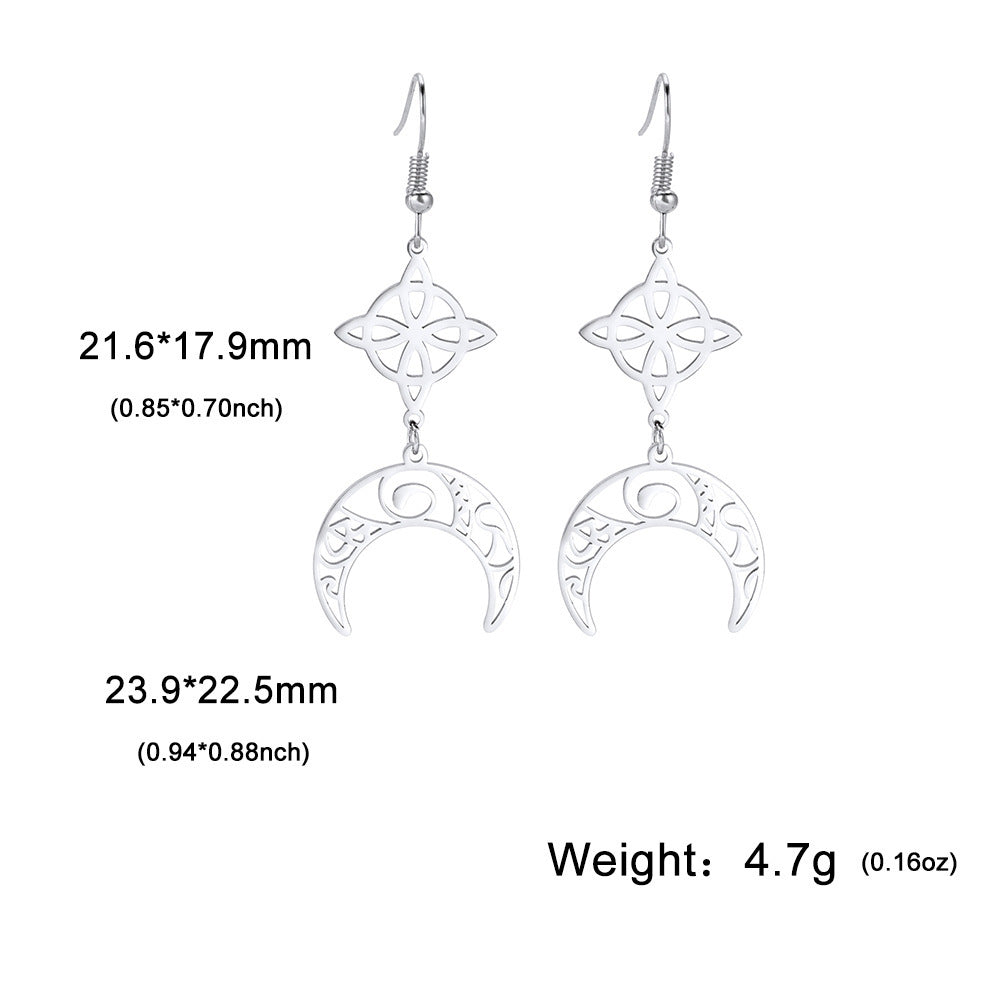 Witch Tassel Pendant Simple Stainless Steel Women's Earrings