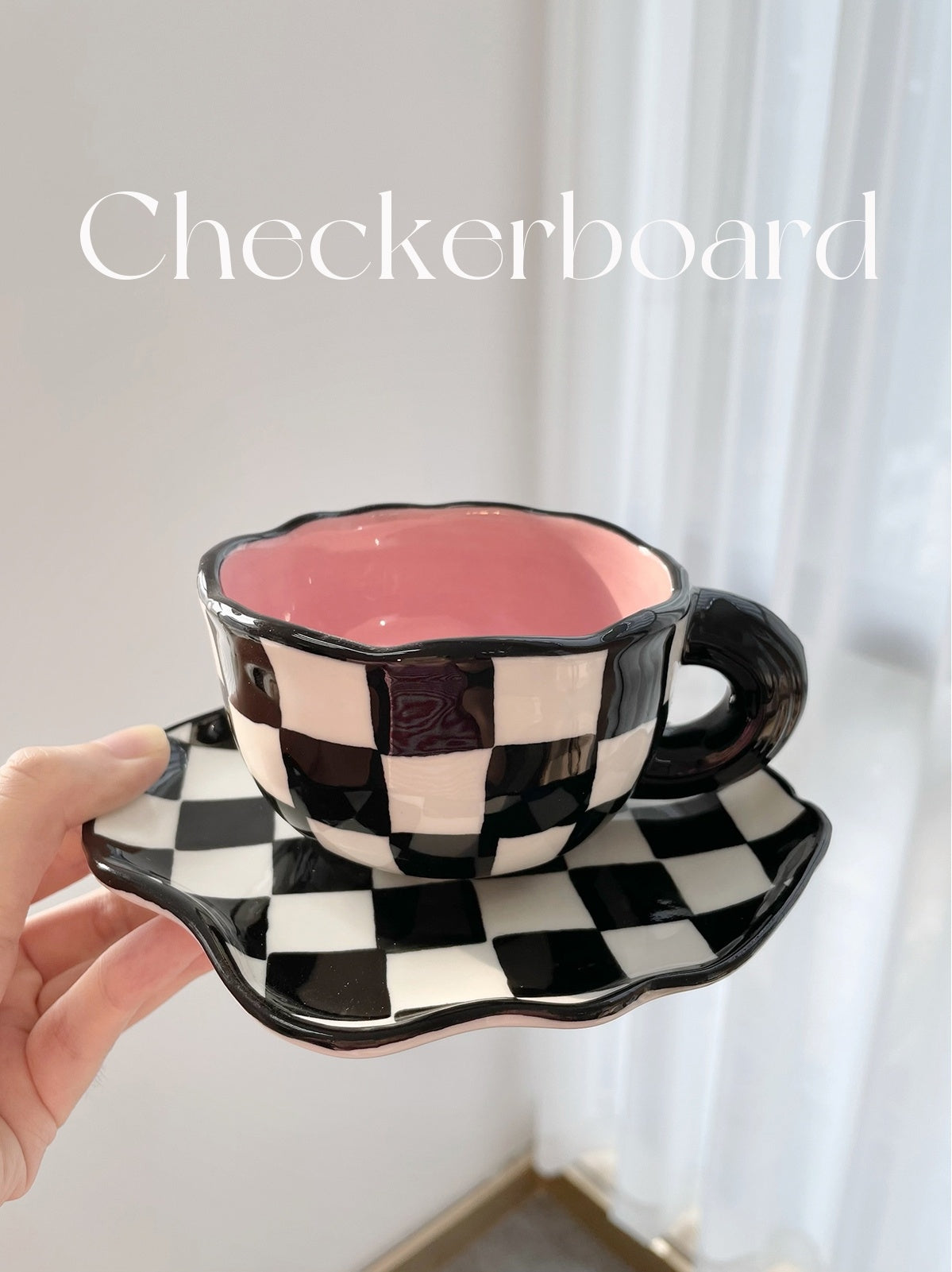 Noir Et Blanc Damier Tasse Creative Net Rouge Tasse
