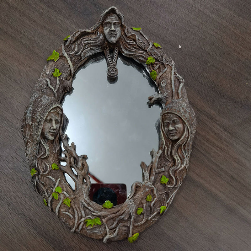 Triple Goddess Mirror Resin With Amulet Triple